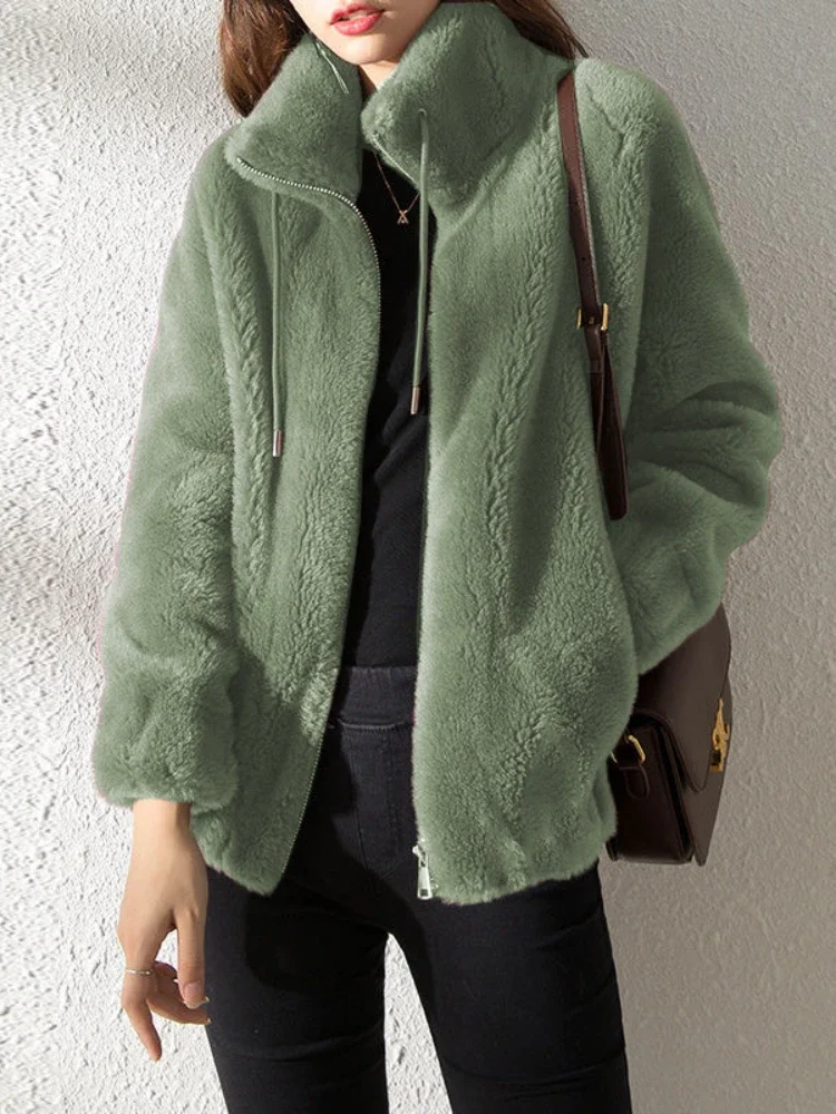

Women's Short Stand Collar Fashion Double-sided Velvet Coat Fur Coat Winter