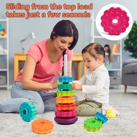 Baby Rotating Rainbow Tower Montessori Baby Stacking Puzzle Toys Safety Early Educational Toy Safety Colored Children's Toys 2