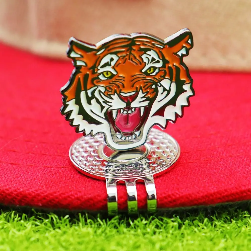 Golf Training Tiger Golf Ball Marker Hat Clip Alloy Portable Magnetic Hat Clip Removable Lightweight Ball Marker Belt