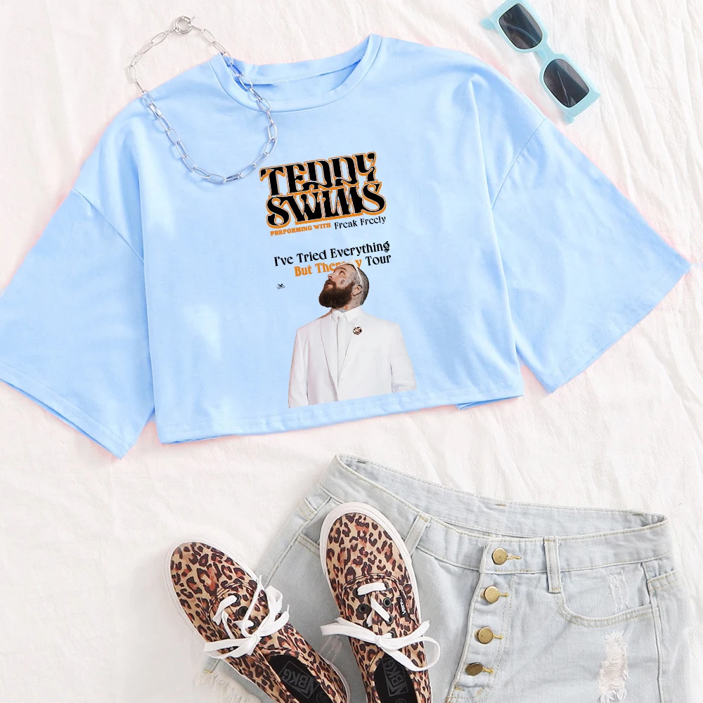 Teddy Swims Tour 2025 Shirt Women O-Neck Short Sleeves Crop Tops T-shirt Fans Gift Tops 3