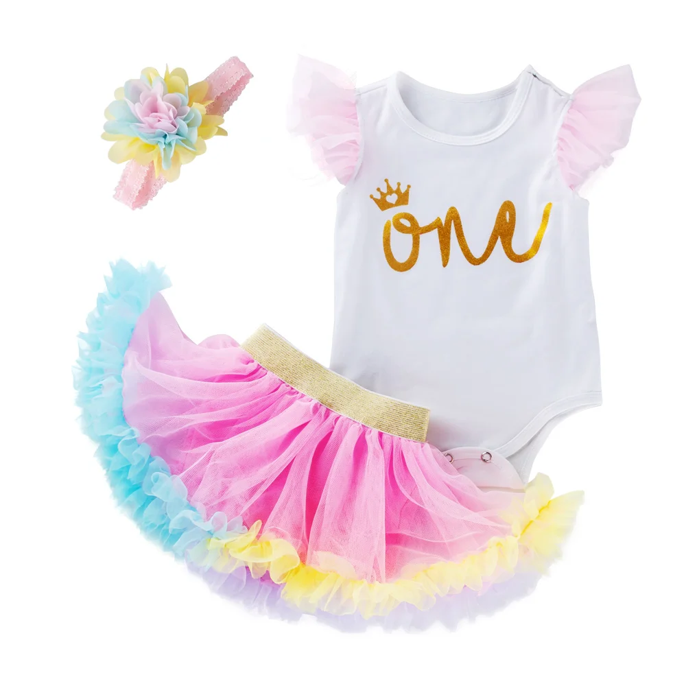 Baby Girl Clothes Set Rainbow Birthday Set Rainbow Clothes 3 Pcs