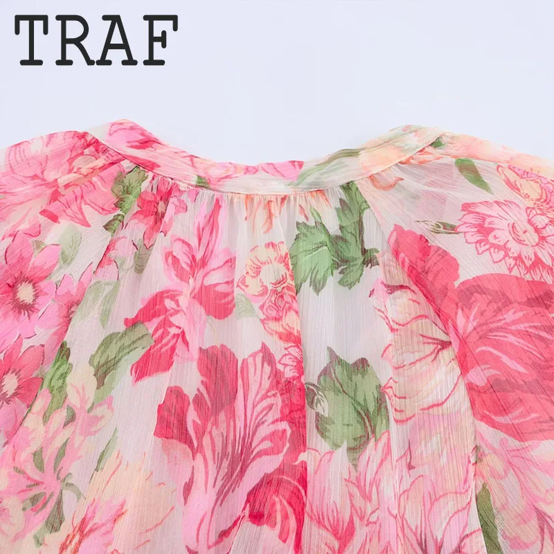 TRAF Tierred  콺  ž v   Ҹ 콺 м    2025 New Print Shirts Tops