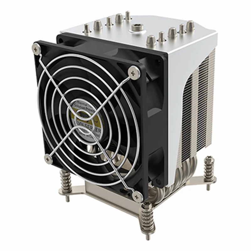 COOLSERVER R19 CPU 서버 쿨러, 4 핀 PWM 무소음 냉각 팬 포함, 5 열 파이프 TDP 165W 라디에이터, 인텔 LGA 2011 스퀘어 마더용