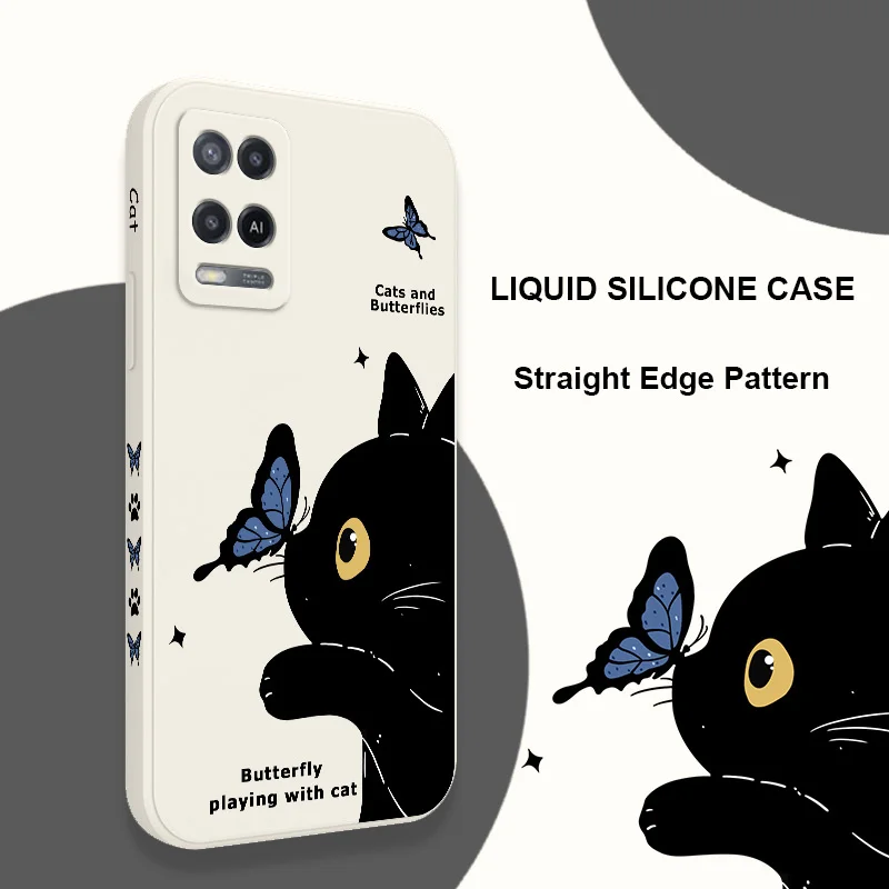 Elegant Cat & Butterfly Design Phone Case - Artistic Protective Cover