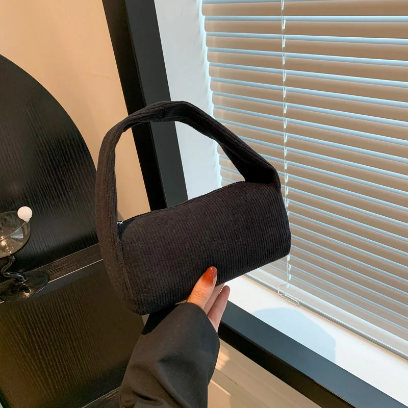 Niche Design Handheld Solid Color Bag for Women's New Corduroy Female  Top-Handle Bag Simple Fresh Cute Versatile Top-Handle Bag