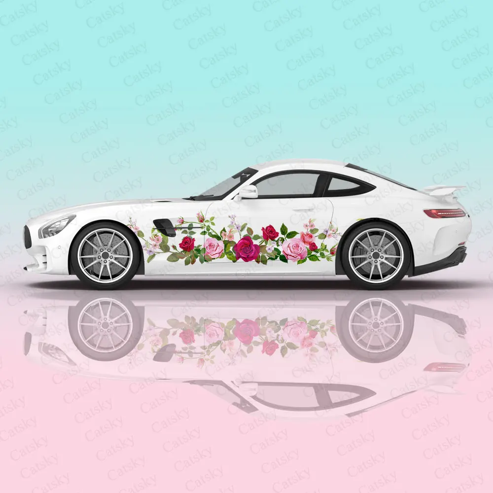 

Весенние цветы, розы, наклейки для кузова автомобиля, Виниловая наклейка иташа, боковая наклейка, наклейка для кузова автомобиля