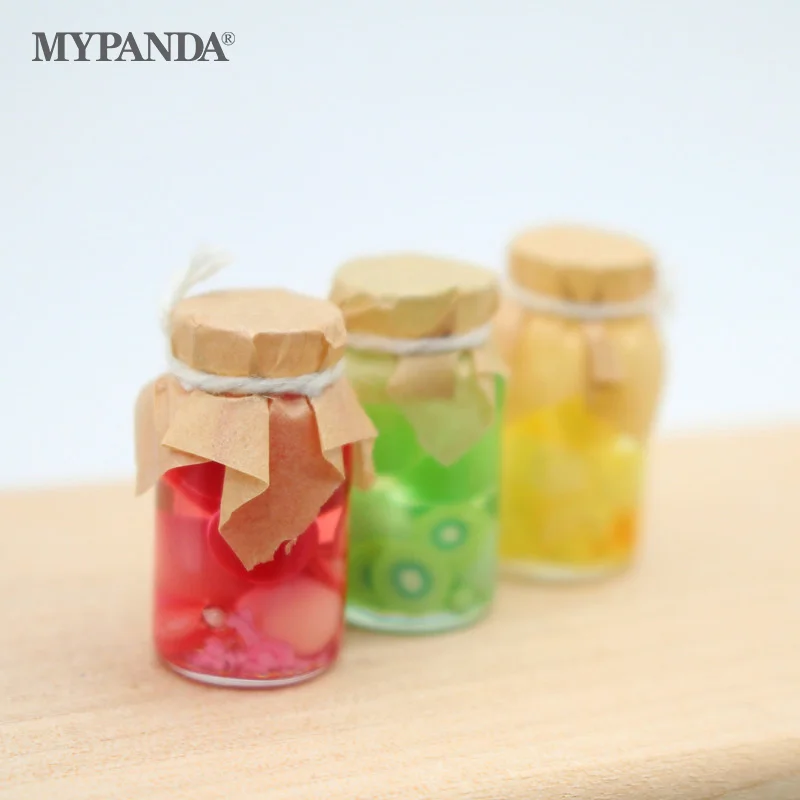 

Разноцветные стеклянные банки в ассортименте для кукольного домика, миниатюрная Игрушечная модель еды