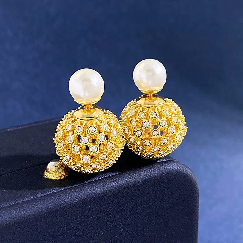 Korean Women Zircon Earrings Cubic Zircon Stud Earrings Ball