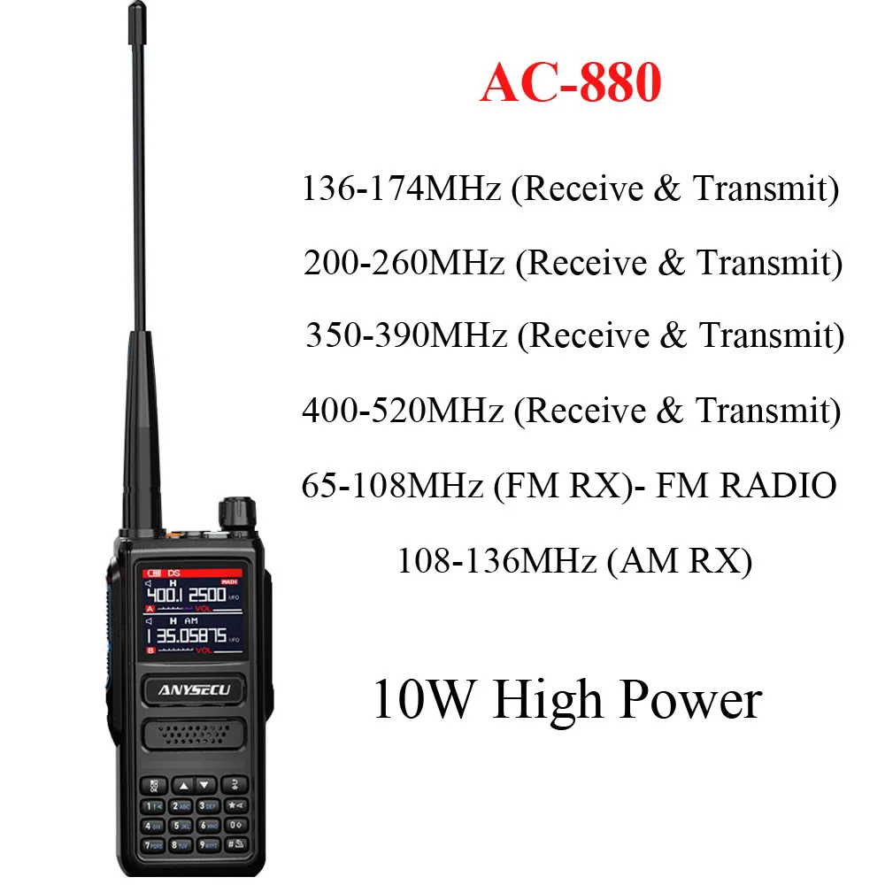 Anysecu Ac-880 Multi-frequency Uv Two Way Radio 10w High Power Handheld  Transceiver With Noaa Weather Alert Walkie Talkie AliExpress