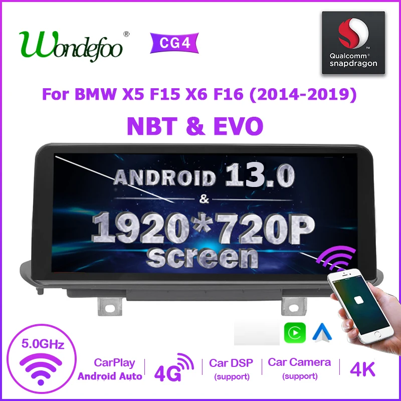 Snapdragon 8-CORE Drahtlose Carplay Android 13 Auto Auto Radio Bildschirm Für BMW X5 F15 X6 F16 2014-2019 NBT & EVO Stereo Multimedia