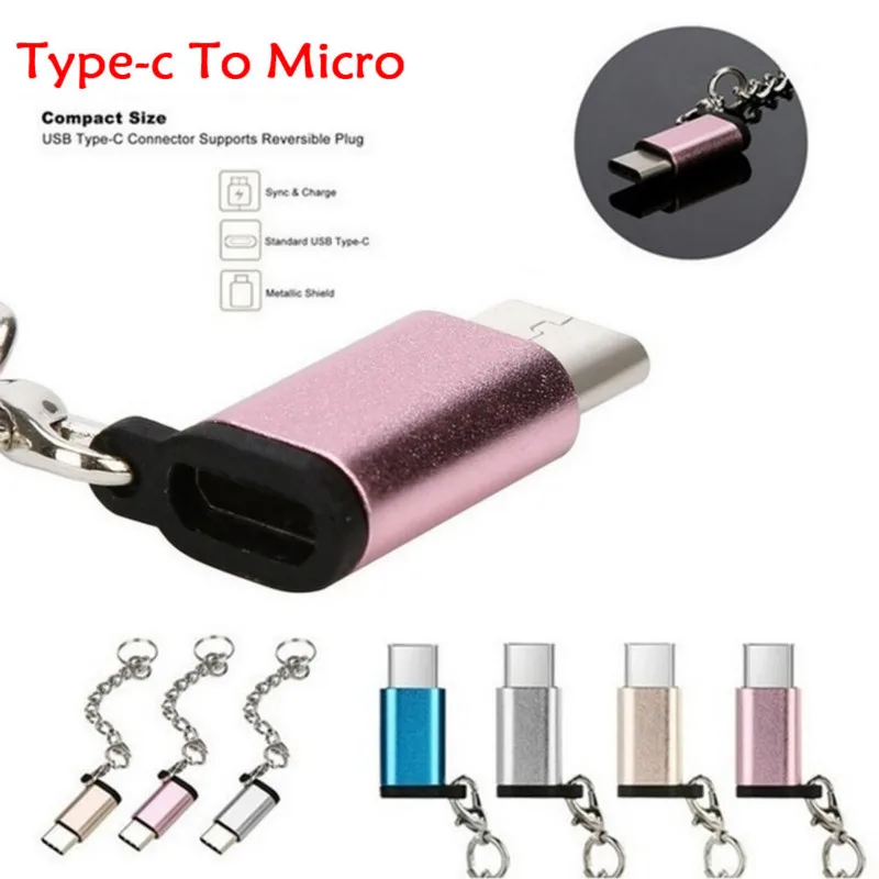 1Pc Portable USB-C to Micro USB Adapter Anti-lost Keychain Type-C Convert Connector For Xiaomi Huawei Samsung | Мобильные телефоны