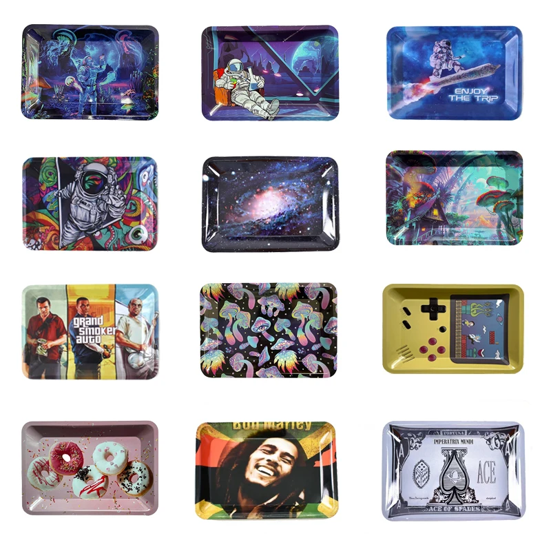 Metal Rolling Tray Tobacco Ashtray Easy Clearning & Durable Container Smoking Accessories Size 18*12.5cm