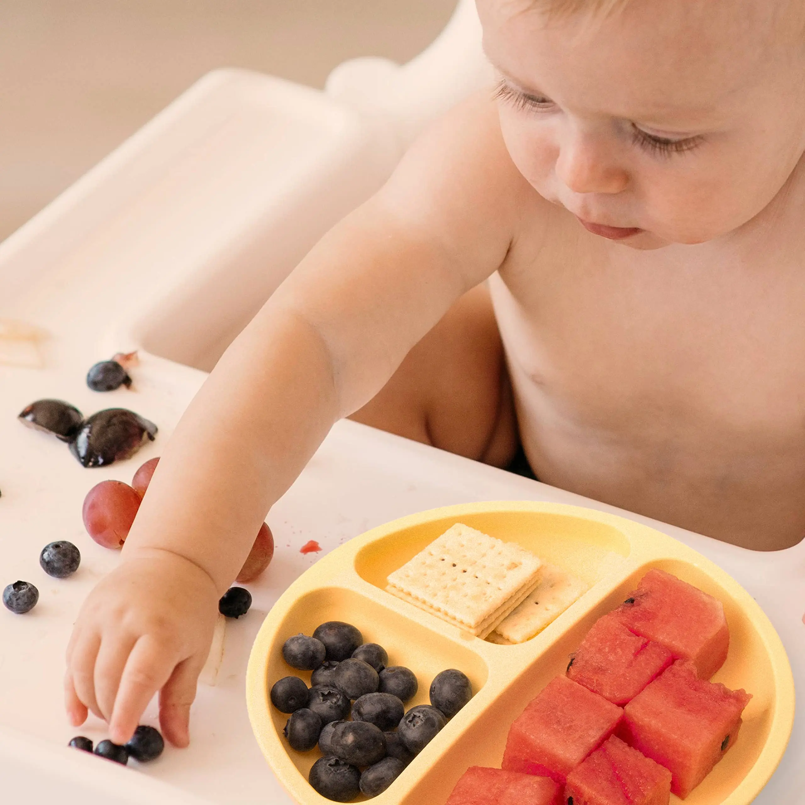 Baby Silicone Divided Plate Feeding Children Dining Safe Suction Round Tray for Toddlers Kids Meal Training Sucker Tableware