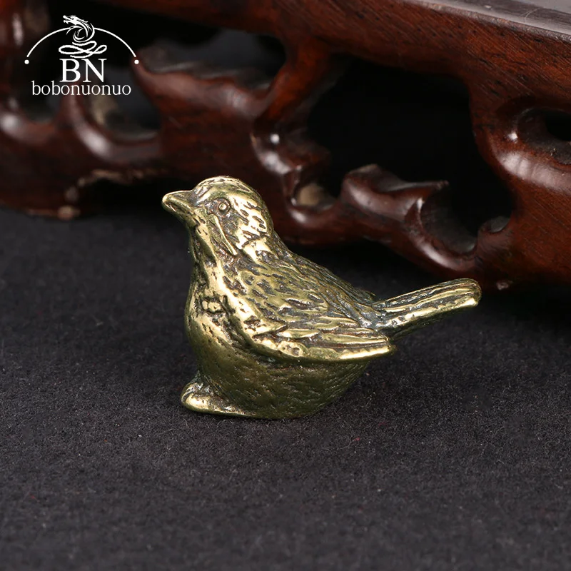 Animal Ornaments Small Sparrow Statue Metal Brass Tea Pet Table Ornament Home Decoration Accessories Retro Bird Animal Figurines Miniatures Craft