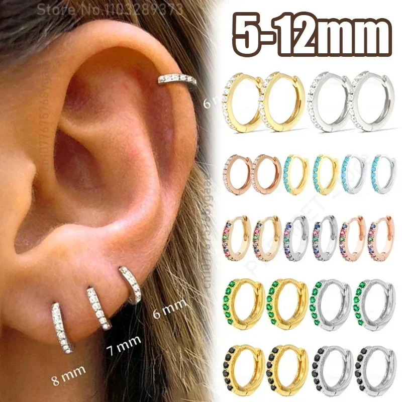 Arete De Aro Para Cartílago, Coloridos, Sin Perforación, Con Perlas De Circonita Cúbica