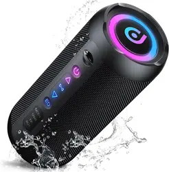 Enhanced Portable Bluetooth Speaker with Deep Bass and Colorful RGB Lights (Black)