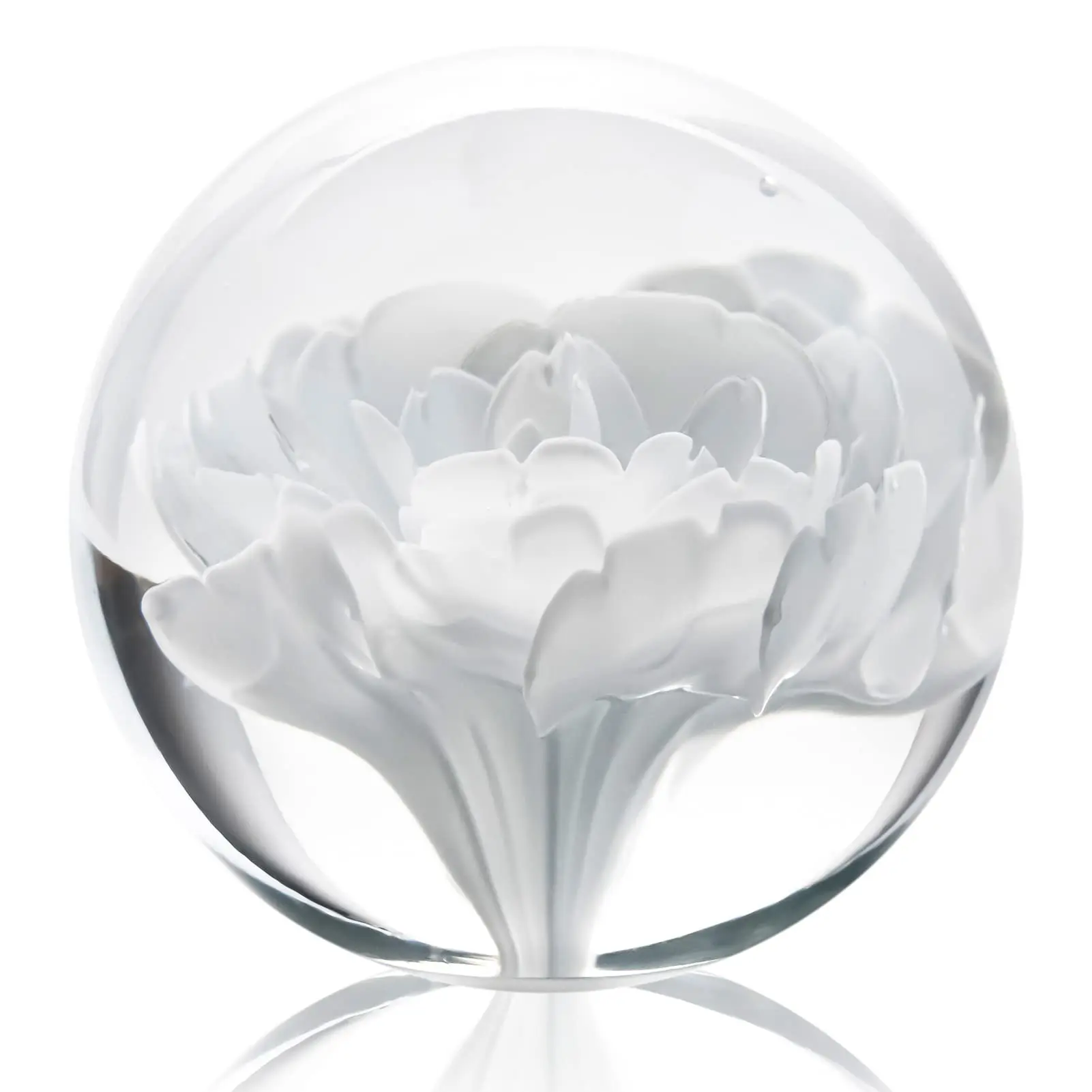 

KANGMING Hand Blown Rose Flower Glass Figurine Collectible Craft Gift for Birthday Home Decor PaperWeight(3 IN/7CM Pure White)