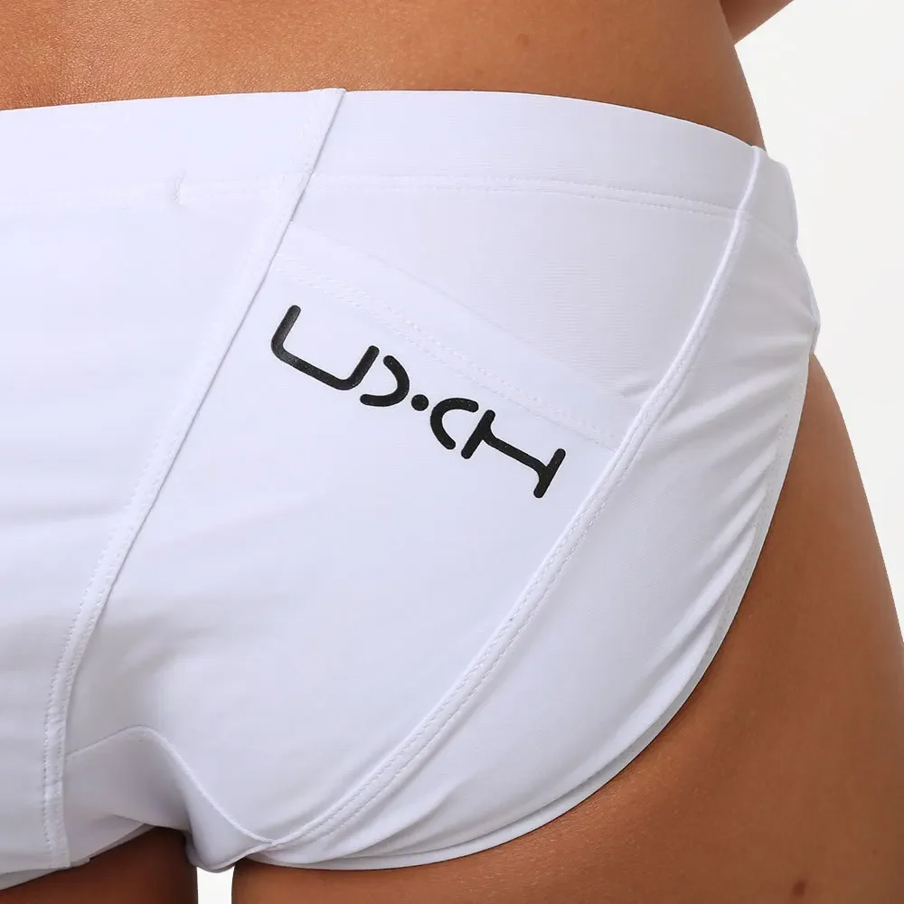 Men Quick Dry Swim Briefs Black White Color Blocking with Pocket Swim Trunks Swimwear Surf Bathing Suit Beach Shorts