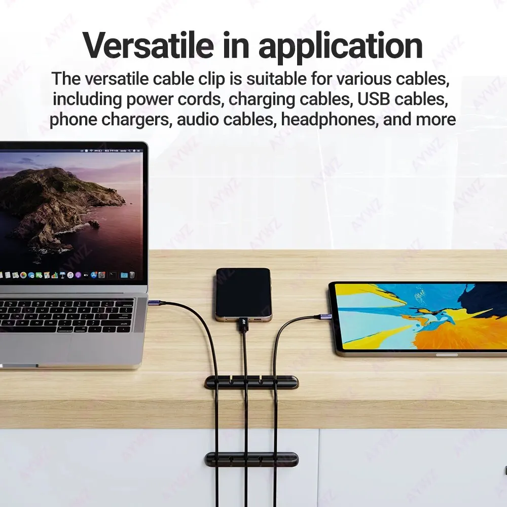 Adhesive Cable Holder Clips for Desk and Nightstand Wire Organization