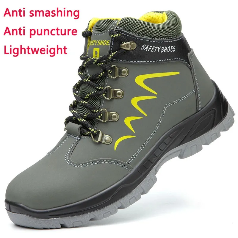 

High Cut 2024 New Safety Shoes Men's Anti Smashing Anti Piercing Lightweight Work Shoes Wear-resistant Waterproof Welding Shoes