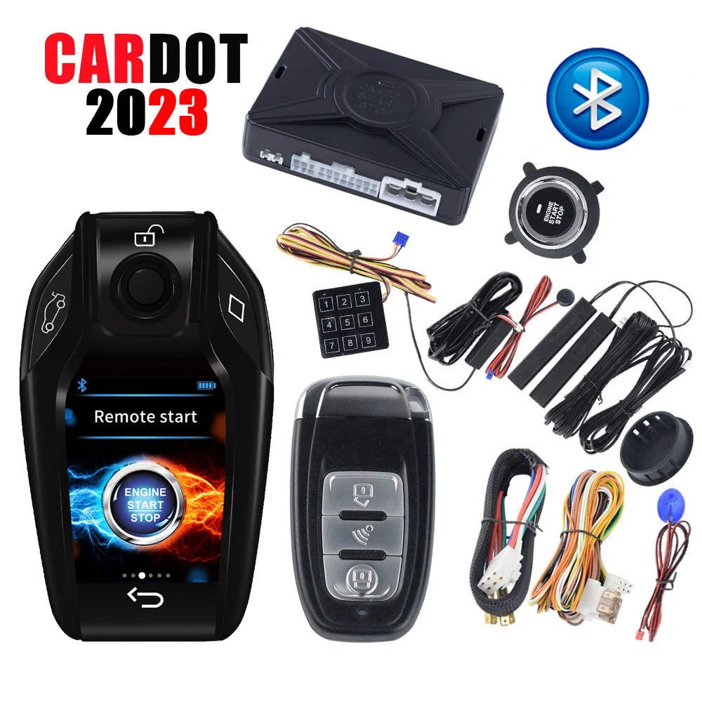 

CARDOT RFID Emergency Car Alarm System Remote Start Stop Engine Auto Central Lock Keyless Entry Lcd Screen Key Fob