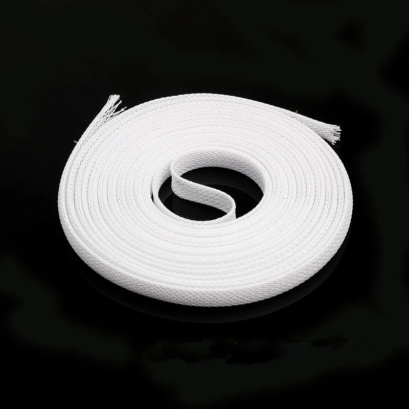 

50M 12mm White Insulation Braided Cable Sleeve Wire protection Sleeving Tight Braided PET Expandable Sleeve Wire Gland
