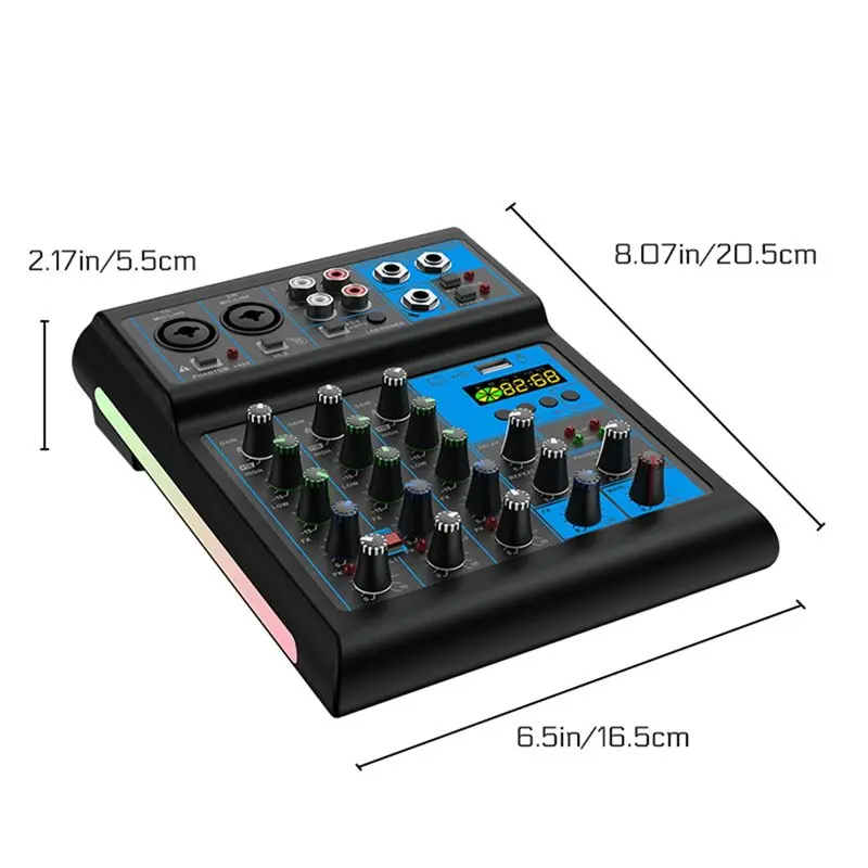 4채널 믹서가 있는 DJ 믹싱 콘솔 블루투스 48V 파워 모니터 가라오케 시스템 타입-C 믹서 오디오