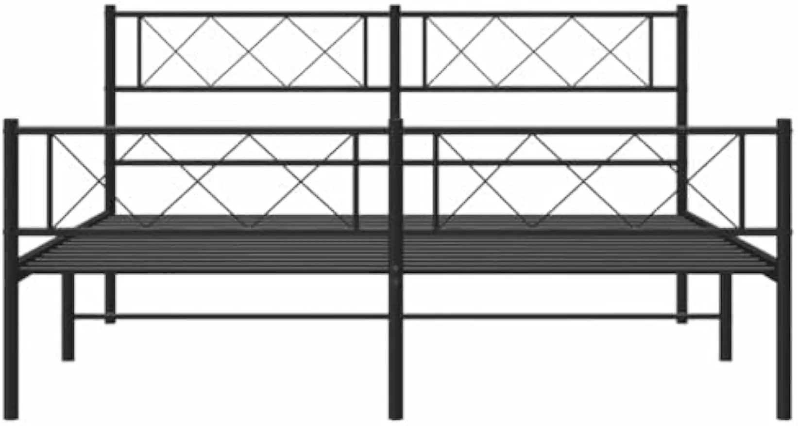 Metal Bed Frame Without Mattress with Footboard Black Platform Bed Supportive Mattress Base ﻿ Bedstead 53.1"x74.8"