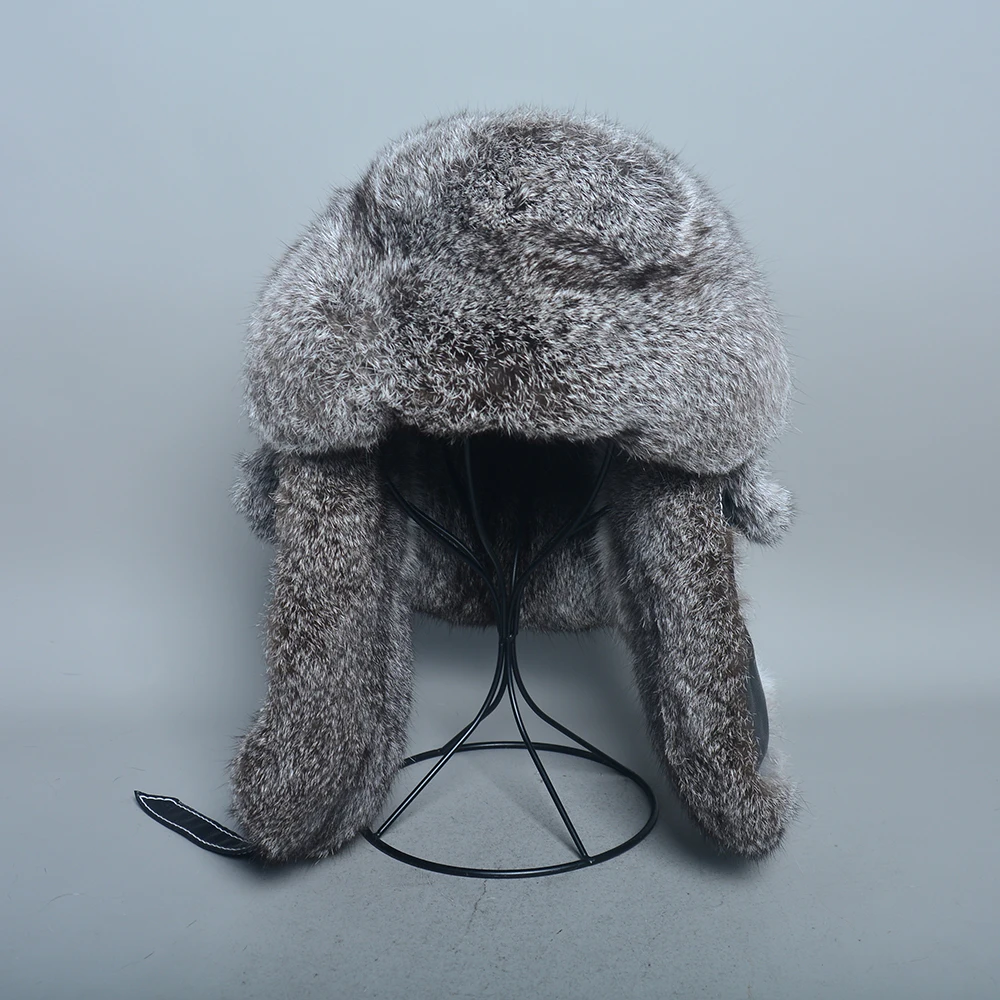 帽子 Rubbit Fur Long Brim Hat Rabbit Fur Davy Crockett Hat | Premium Real Fur Winter Hat