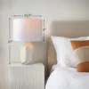 21 Inch Etched Ceramic Table Lamp With Shade, Gloss White Glaze Handcrafted Accent Lamps For Living Room, Bedroom 6