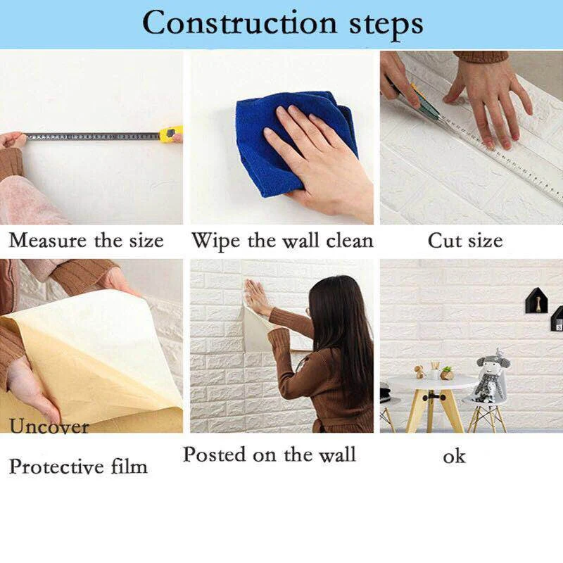 Self Adhesive Wallpaper 3D Brick Wall Stickers Stone Living Room Decor Foam Waterproof Panels Home TV Background Kid