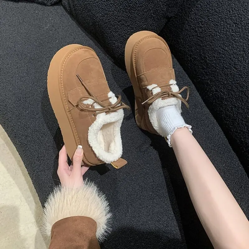 NEW Leather Vintage Handmade Women's Shoes Down Warm Winter Snow Boots  High Quality Women Boots Platform Boots  Shoes for Women