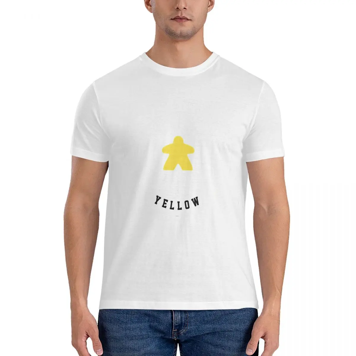 thumbnail image 1 of Camiseta holgada "I Am Always Yellow Meeple" (Adicta a los juegos de mesa y a los Meeples). C-Catan, ropa de algodón puro., 1 of 7
