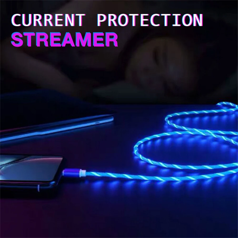 2022 Glowing Cable Mobile Phone Charging Cables LED light Micro USB Type C Charger For Samsung Xiaomi 8 iPhone  Charge Wire Cord android charger