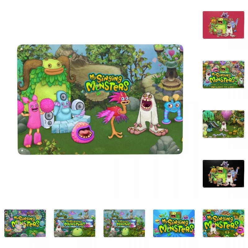 My Singing Monsters Metal Tin Signs Custom Retro Cartoon Action Game Placche Per Cancello Garden Yard Man Cave Bar Home Decor