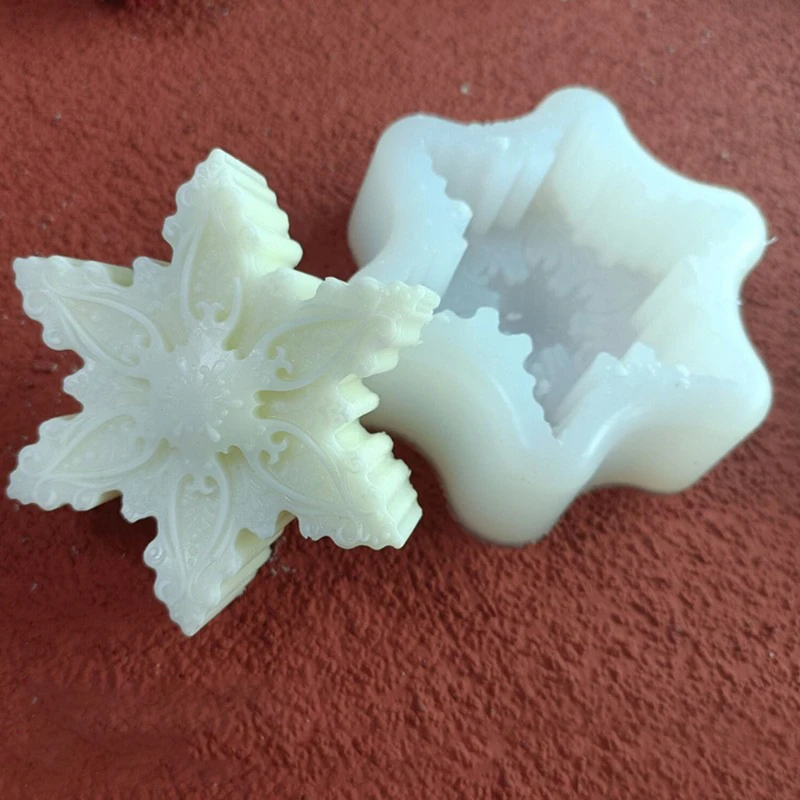 Christmas Silicone Snowflake Mold Candle Soap DIY Aromatherapy Plaster Candle Decorating Mould Candy Chocolate Making Tools