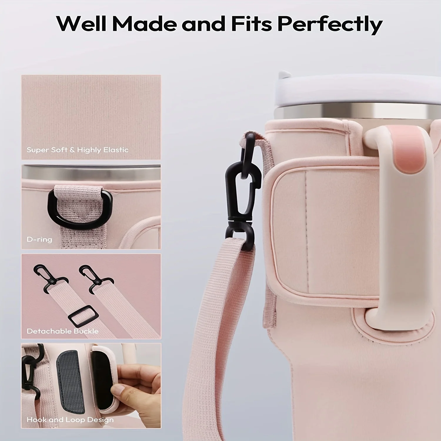 Insulated Water Bottle Sling Bag with Adjustable Strap - Hands-Free Protective Carrier for Gym, Hiking, and Commute