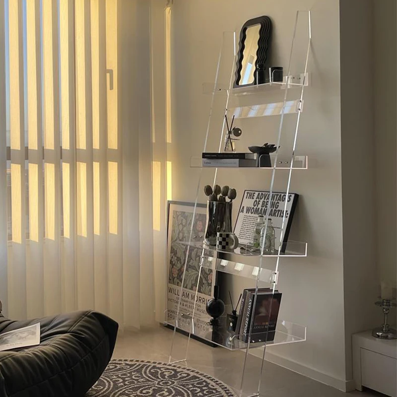 

Library Acrylics Bookcases Luxury Plant Minimalist Transparent Reading Corner Open Bookshelf Makeup Estanteria Nordic Furniture