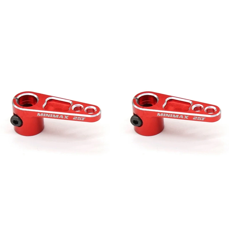 2X Cnc Alluminio 25T Servo Corno Sterzo Per Camion Cingolato Traxxas Trx4 Rc, Rosso