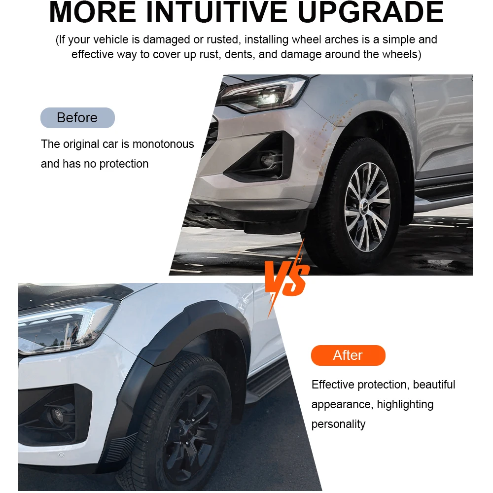 이즈즈 D-Max Dmax 2024 2025 2026 더블캡 OEM 스타일 휠 아치 확장 펜더 플레어 머드가드 무광 블랙 자동차 액세서리