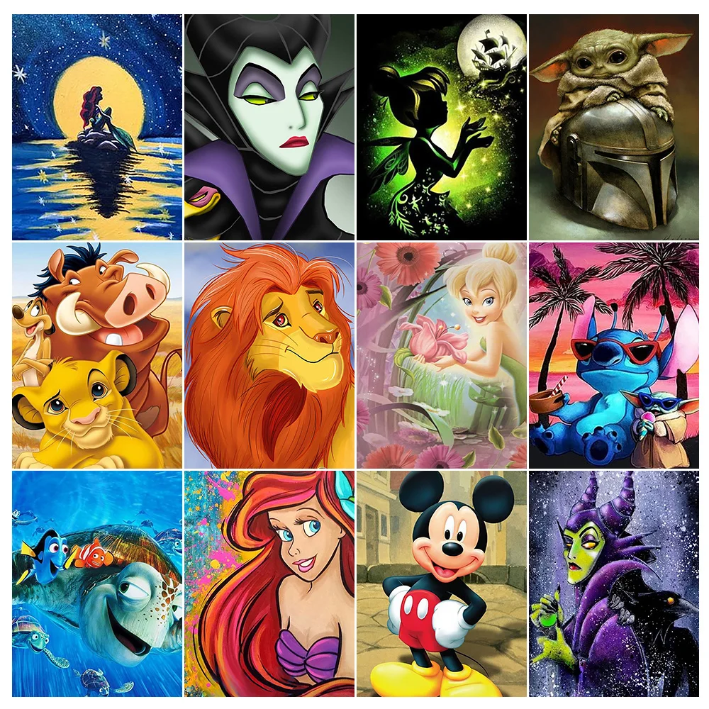 5D Disney Diamond Mosaic Painting Cartoon Yoda Mickey Minnie Full Round Diamond Ricamo Fai Da Te Wall Art Home Decor Gift