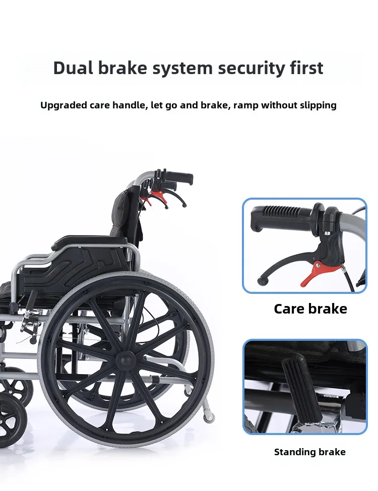 150kg load-bearing folded lightweight weighted thickened widened large wheelchair trolley seat width 23inch