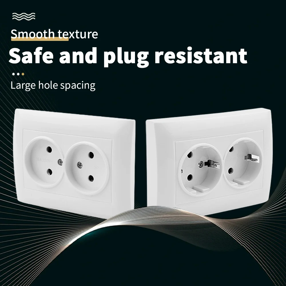 Wall Embedded AC 250V Flame Retardant Classic Paint Plastic Electrical Outlets Ground Power Sockets Plugs 250V