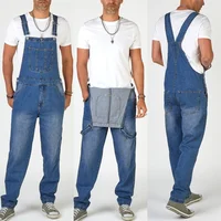 2025 Men's Denim Overalls Cargo Trousers for Men Fashion Bib Jeans Jumpsuit Oversized Pants Clothing Male Straight Streetwear 2