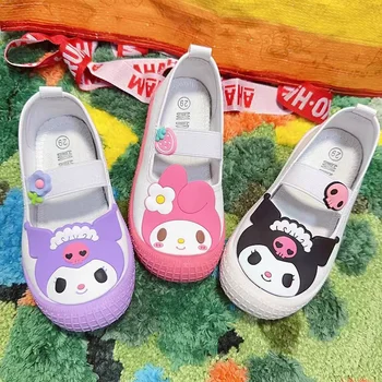 Sanrio Kuromi Girls Canvas Shoes Kawaii Soft Sports Shoes My Melody Kids Non Slip Running Sneakers Anime Children Casual Shoes