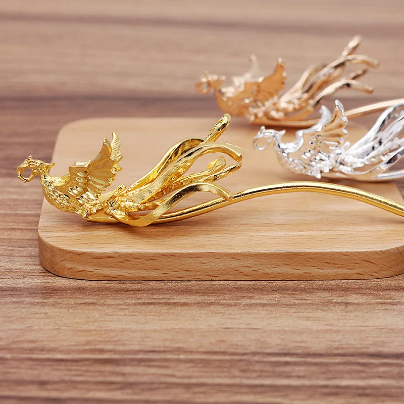 

10 PCS 148*39mm KC Gold/Silver Plated Phoenix Hairpin Metal Alloy Hair Stick For DIY Jewelry Making Accessories