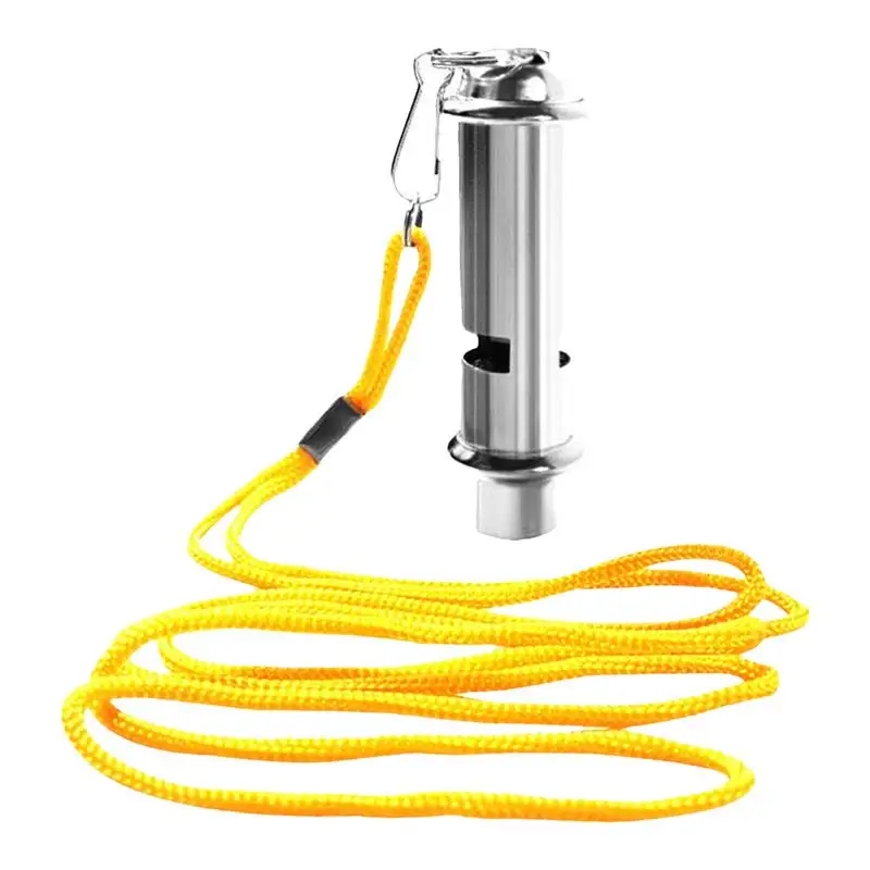 Stainless Steel Whistle Security Portable Warning Metal Whistle With Lanyard Emergency