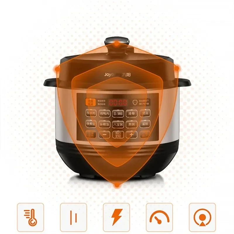 Joyoung Pressure Cooker 6 Liters Rice Cooker Intelligent Electric Pressure Cooker 2 Inner Pots One-key Operation on Large Screen 6