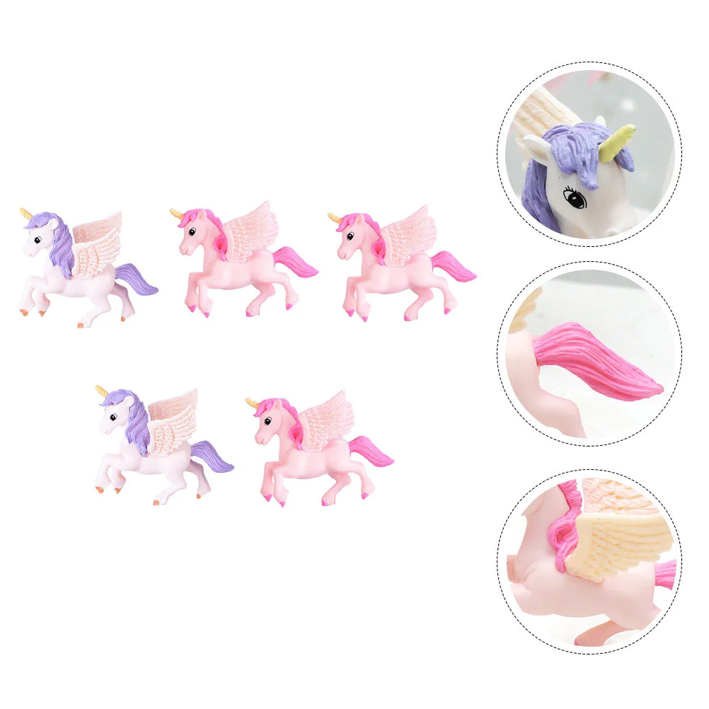 

5 Pcs Unicorn Ornaments Decor for Tabletop Decoration Crafts Desktop Decors Mini Animals Decorate