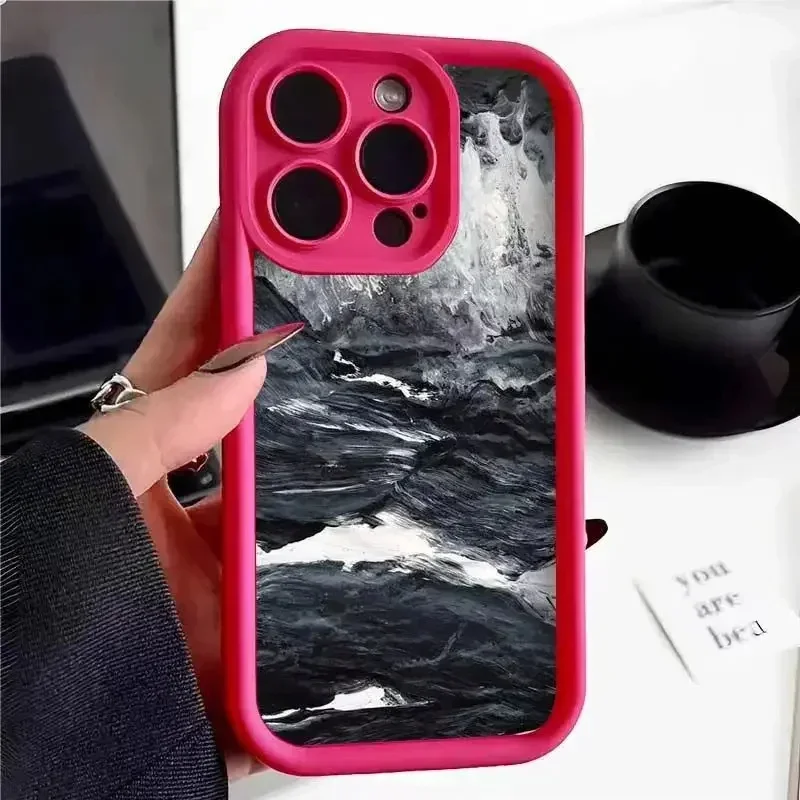 Black Style Gradient Watercolor Phone Case For iPhone 15 14 Pro Max 13 12 11 Pro Max 7 8 Plus X XS Max XR Soft Silicone Cover